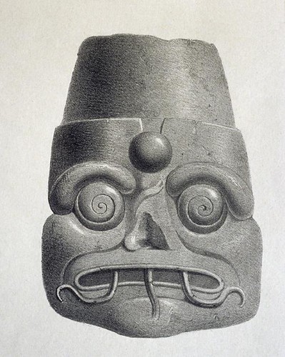 Maya city of Uxmal - grotesque mask (1838) a