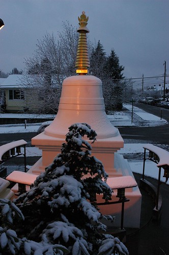 Parinirvana Stupa, in the snow, Greenwood, Seattle, Washington, USA by Wonderlane