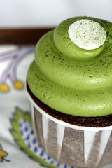 Adzuki Bean Paste Filled Chocolate Cupcakes with Matcha Green Tea Frosting