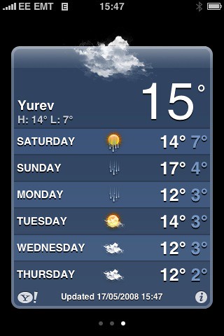 Yahoo weather on iPhone: Tartu is still called Yuryev?!