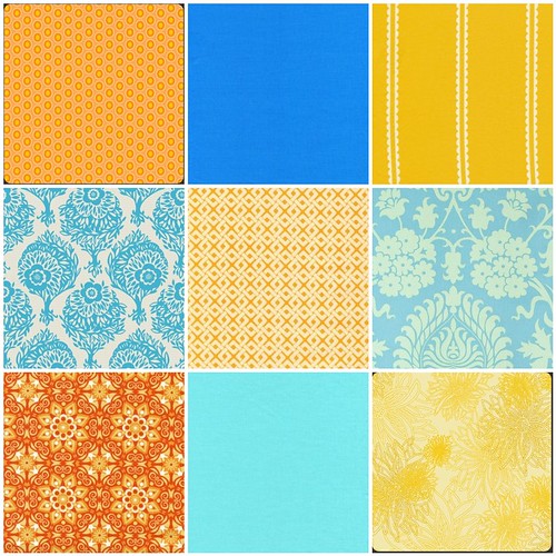 Tangerine and Aqua Inspiration Fabrics 1