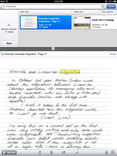 Evernote and livescribe iPad