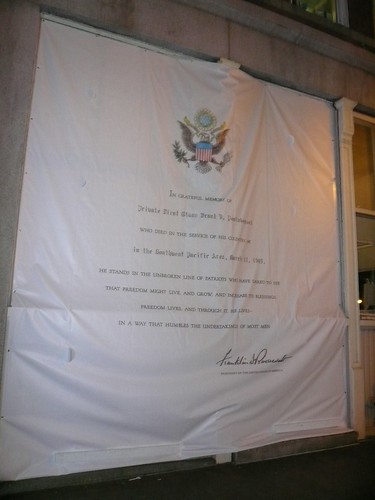 Letter from JFK, as 2-story banner
