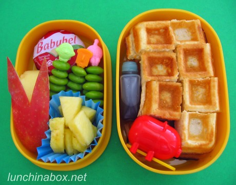 Frozen waffle bento lunch for preschooler by Biggie*