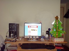Desktop with Christmas tree