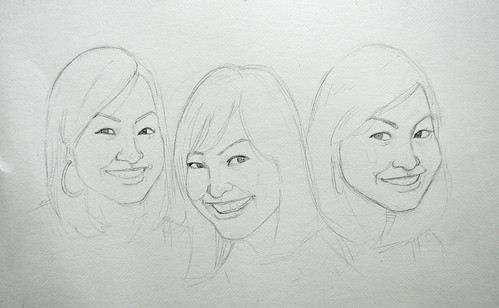Portraits of a lady in watercolour - pencil sketch