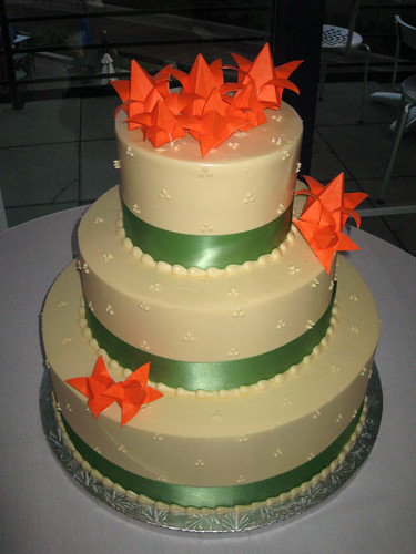 flower cake toppers for wedding cakes. Origami flowers wedding cake