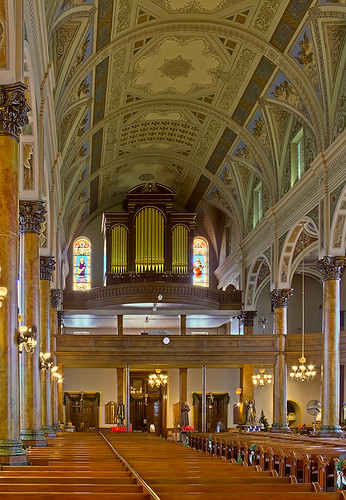 Saint Joseph Shrine, in Saint Louis, Missouri, USA - back of nave