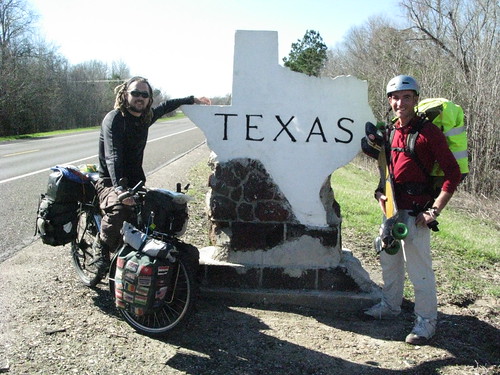 Fellow human powered traveler on the Louisiana - Texas border, USA