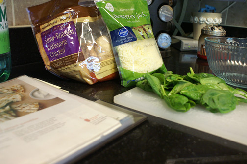 All ready to make Real Simple's chicken and spinach quesadillas. 