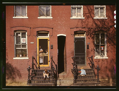[Children on row house steps, Washington, D.C.] (LOC)