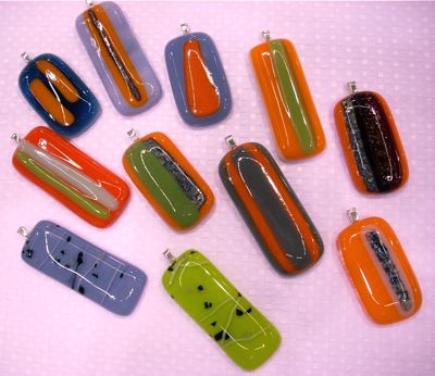 She's there with her gorgeous fused glass pendants.