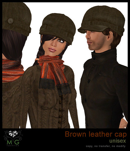 [MG fashion] Brown leather cap (unisex)