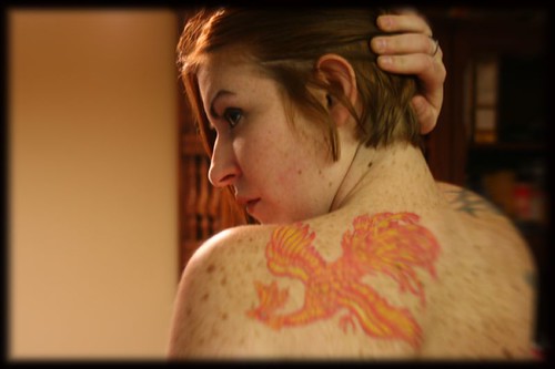  with her new firebird tattoo