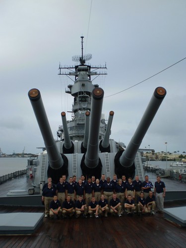Students from Claremore High School, Oklahoma, on board the USS Missouri