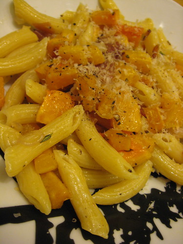 Butternut Squash Pasta with Speck and Shallots