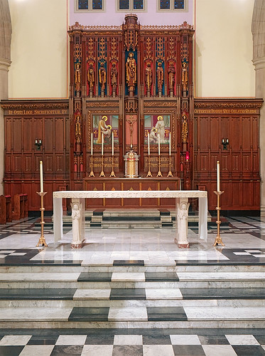 Saint Vincent de Paul Chapel, Cardinal Rigali Pastoral Center, in Shrewsbury, Missouri, USA - high altar.jpg