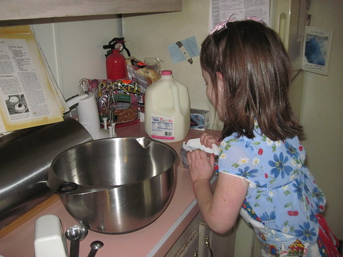 Mallory making Cheesecake
