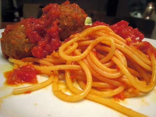  Italian-style meatballs with spaghetti 