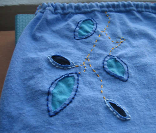 Blue reverse embroidery skirt (detail)