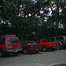 Red cars parked
