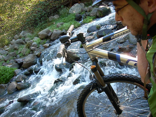 Mountain bike fording the San Lorenzo River