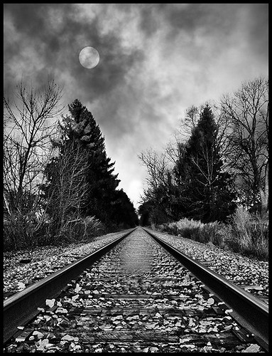 Railroad tracks bw