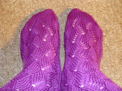 Waving Lace Socks, modeled.