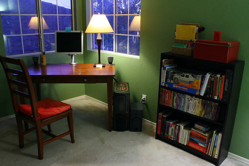 Office Desk and Bookshelf