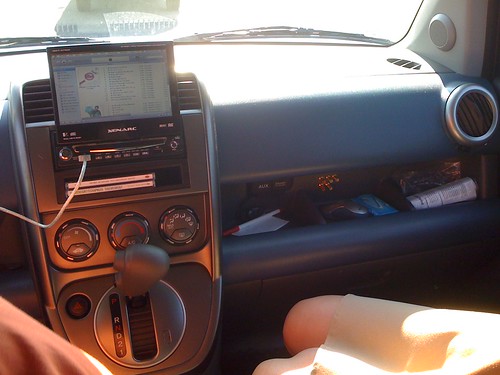Dashboard solution, showing VGA and audio in and out ports in glove box