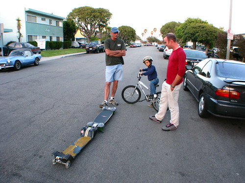 Testing the new skateboard and trailer setup in Redondo Beach, California, USA