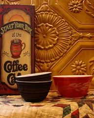 Chocolate & Red Pyrex Bowls