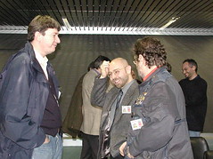 Sullo sfondo, Michele Ginevra del CFAPaz - in pp Massimo Cestaro SLC-CGIL, Marco Cattaneo e Gianfranco Goria SILF-SLC-CGIL - photo Goria - click per i dettagli