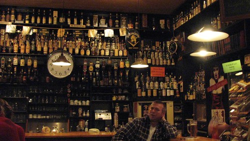 the bar, and part of the whiskey selection at Rupps