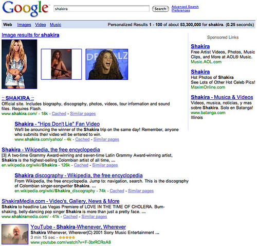 Shakira Search Result