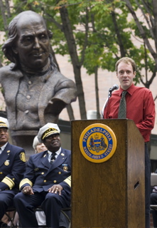 James Peniston and Fire Commissioner Lloyd Ayers