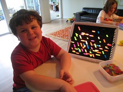 Leelo with his Lite Brite Creation