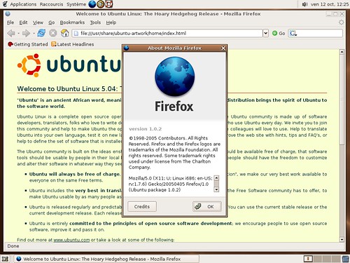 Le premier firefox fourni avec Ubuntu Linux 5.04