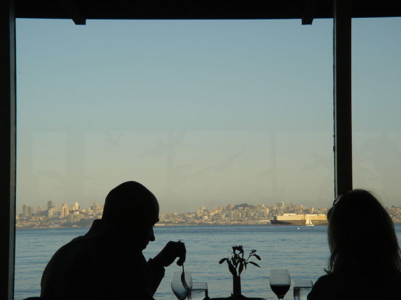 Couple viewing the San Francisco skyline