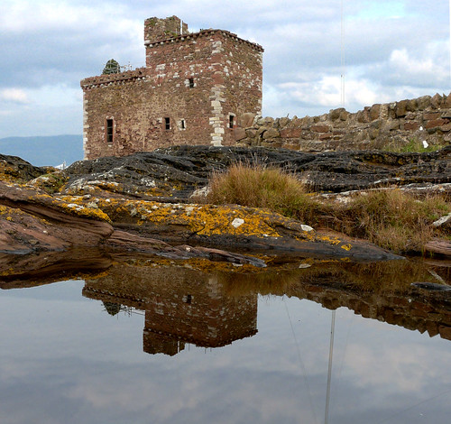 Portencross castle and reflection