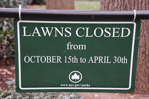 Sign: Lawns Closed, Union Square Park, Manhattan