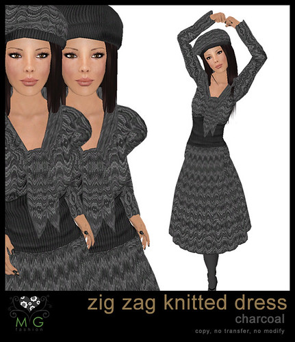 [MG fashion] Zig zag knitted dress (charcoal)