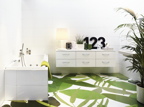 Home Green White Bahtroom design