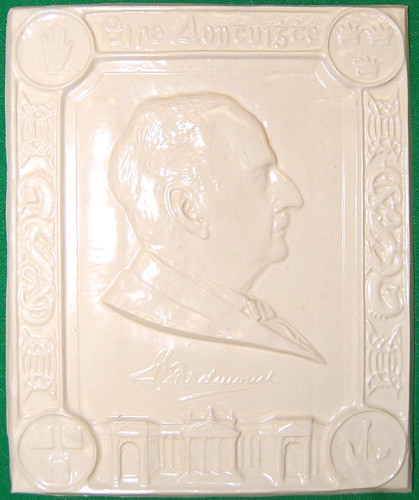 A glazed pottery plaque depicting the politician John Redmond