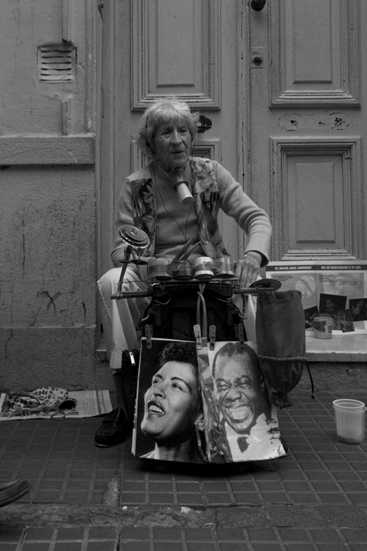 Granny street performer