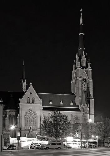 Saint Francis de Sales Oratory, in Saint Louis, Missouri, USA - exterior at night