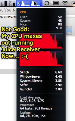 Juice Receiver maxing out my Macbook CPU