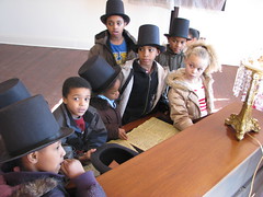 Young Lincoln scholars learn about the Emancipation Proclamation at President Lincoln's Cottage.