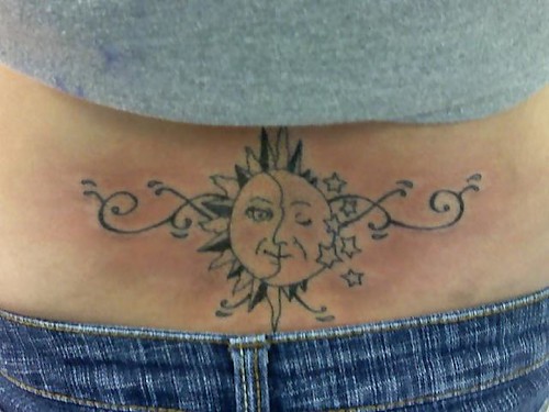 Sun and moon tattoo half way 