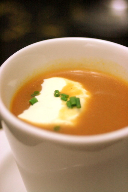 Coral Crab Bisque with Sour Cream